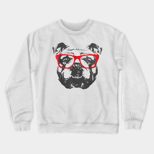 English Bulldog T Shirt Design Red Glasses Nice Crewneck Sweatshirt by martinyualiso